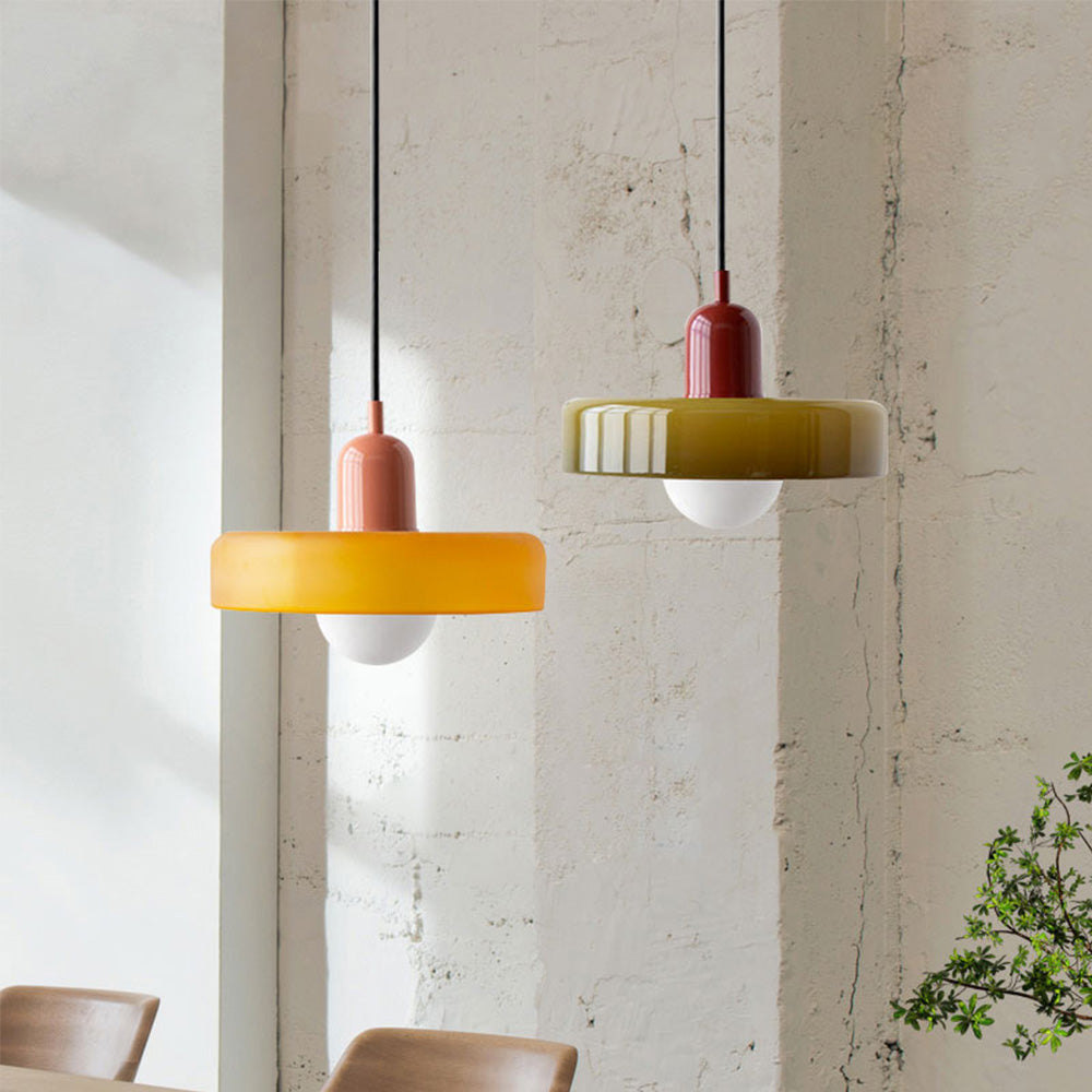 Skandynawska Okrągła Szklana Lampa Wisząca