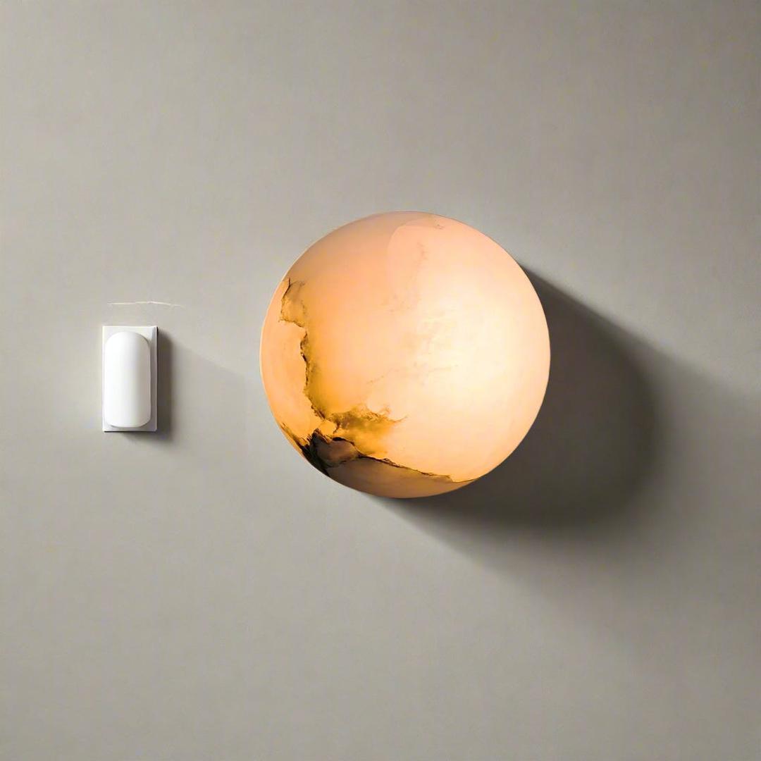 Japandi Marmurowa Lampa Ścienna LED W Kształcie Kuli