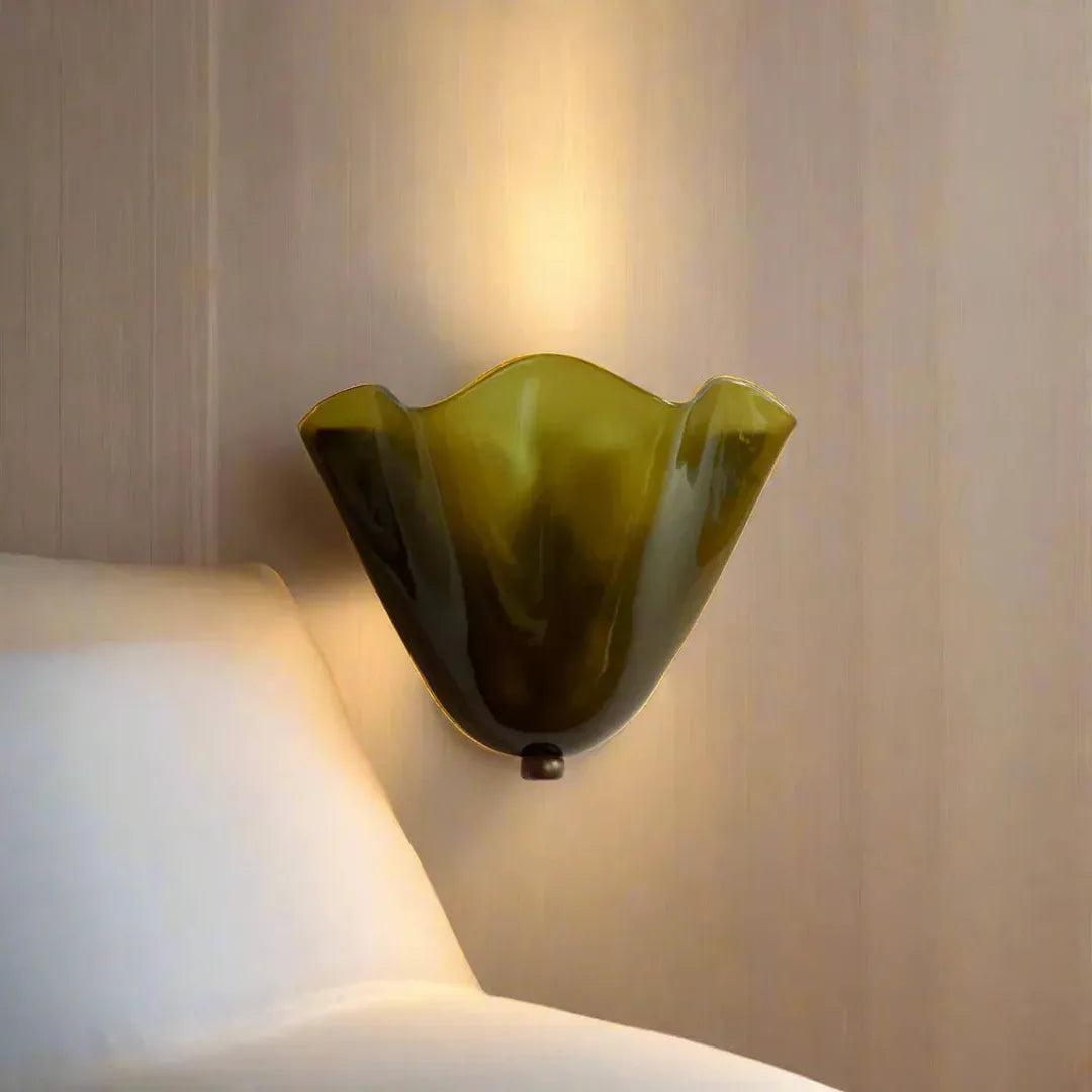 Vintage Szklana Lampa Ścienna Muszla