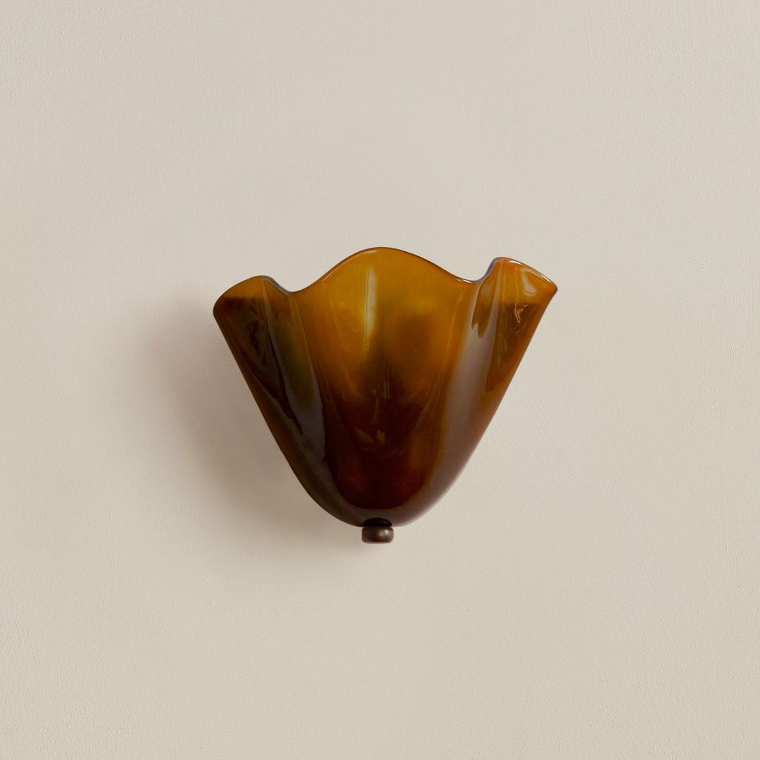 Vintage Szklana Lampa Ścienna Muszla