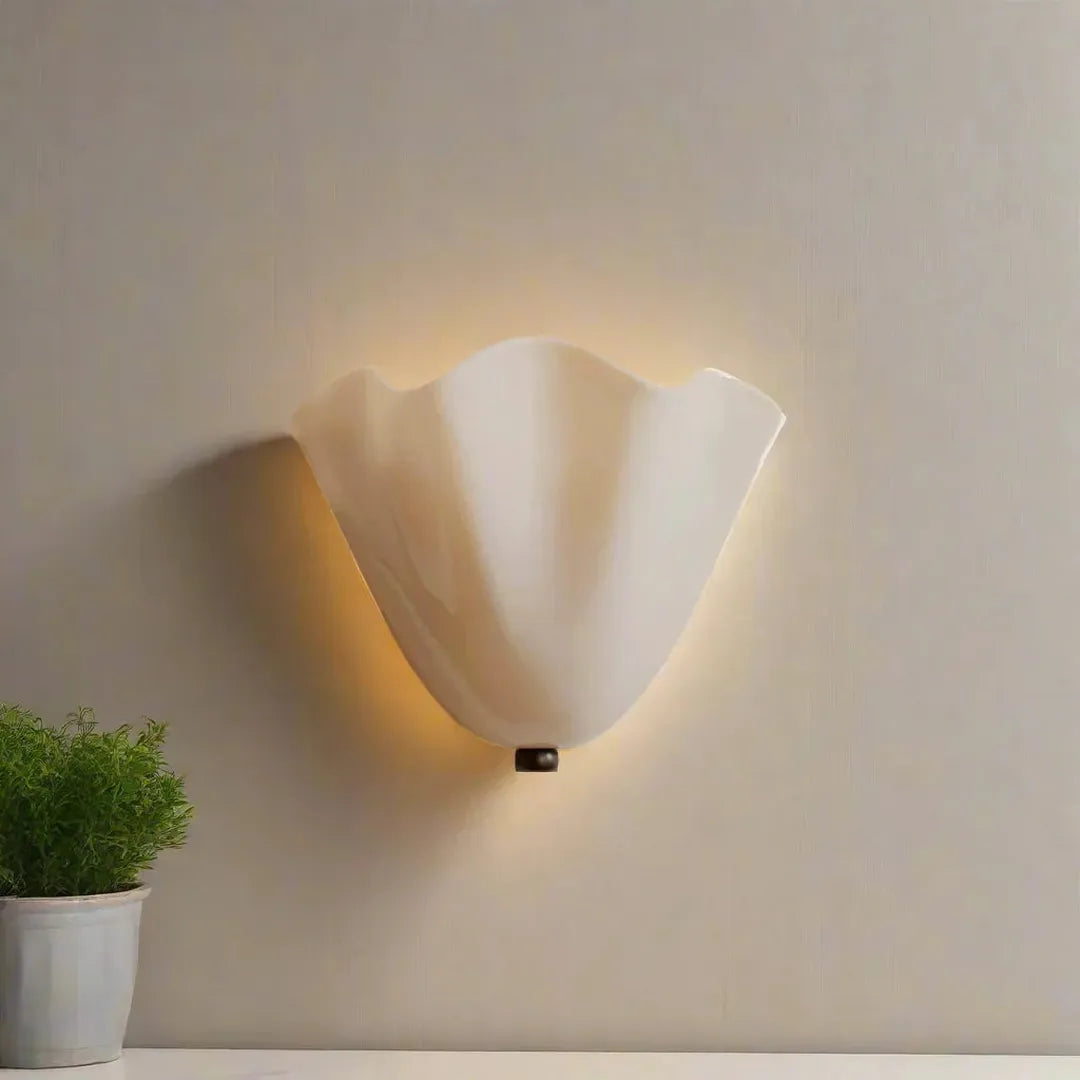 Vintage Szklana Lampa Ścienna Muszla