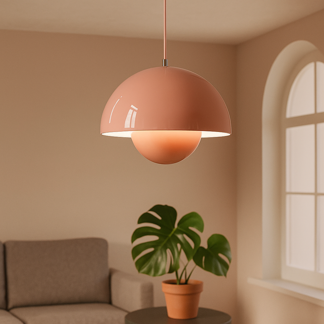 Skandynawska Szklana Lampa Wisząca Z Motywem Kwiatowym