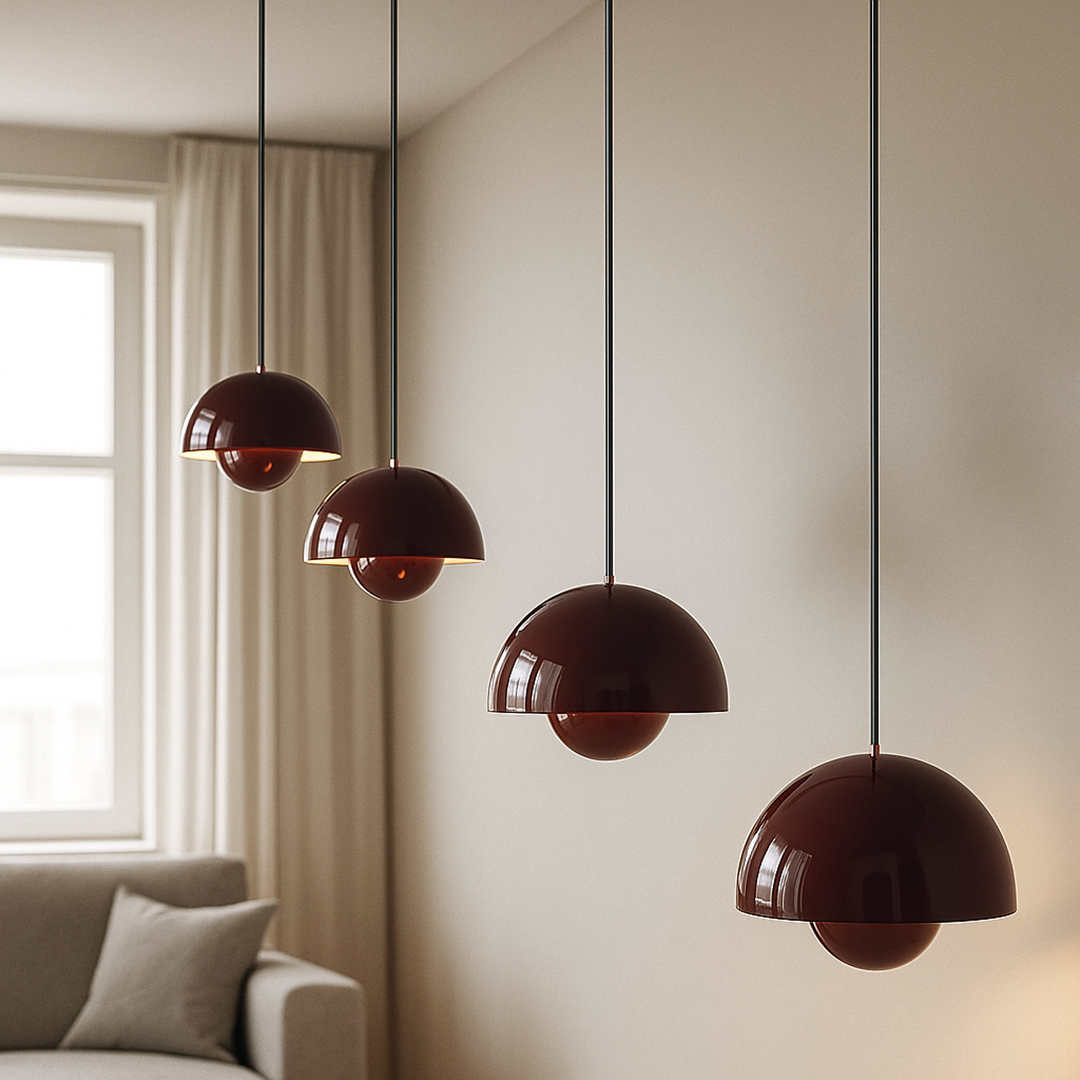 Skandynawska Szklana Lampa Wisząca Z Motywem Kwiatowym