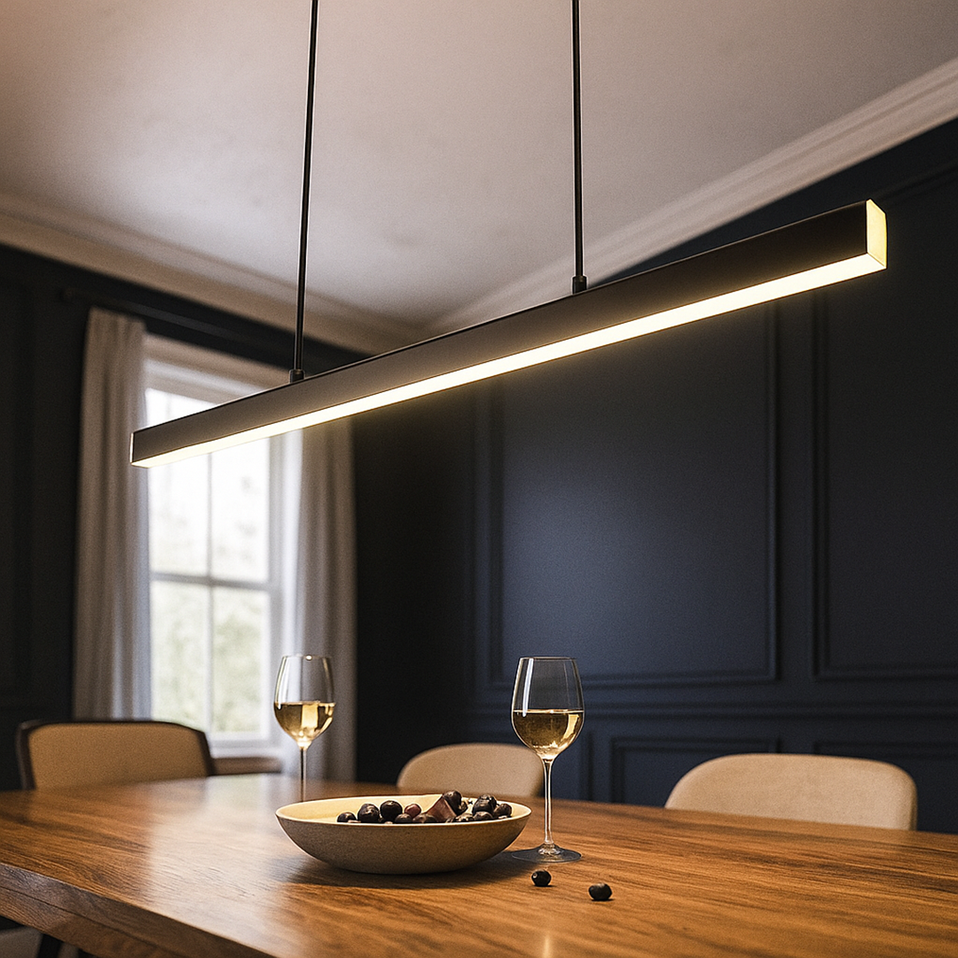 Industrialna Liniowa Lampa Wisząca LED Z Geometrycznym Designem