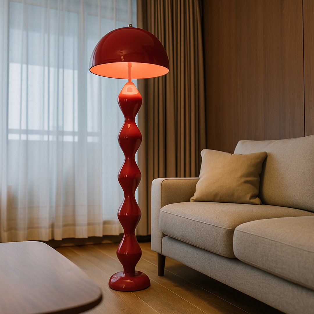 Skandynawska Smukła Metalowa Lampa Podłogowa
