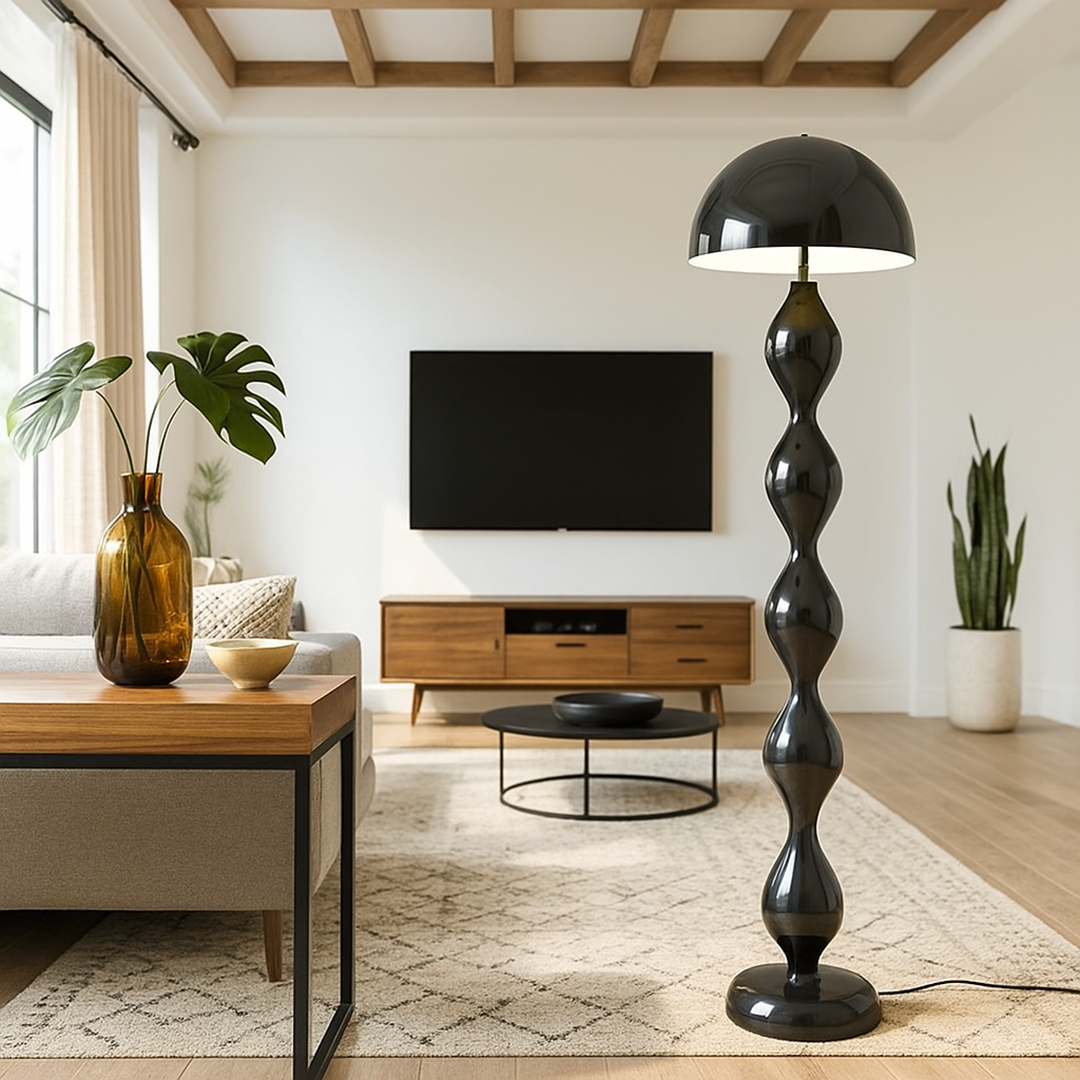 Skandynawska Smukła Metalowa Lampa Podłogowa
