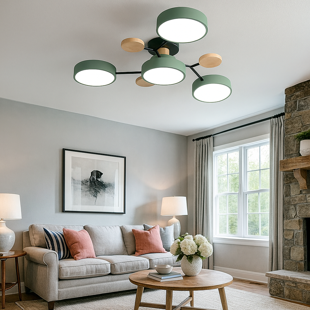 Okrągły Żyrandol LED Półnatynkowy z Żelaza