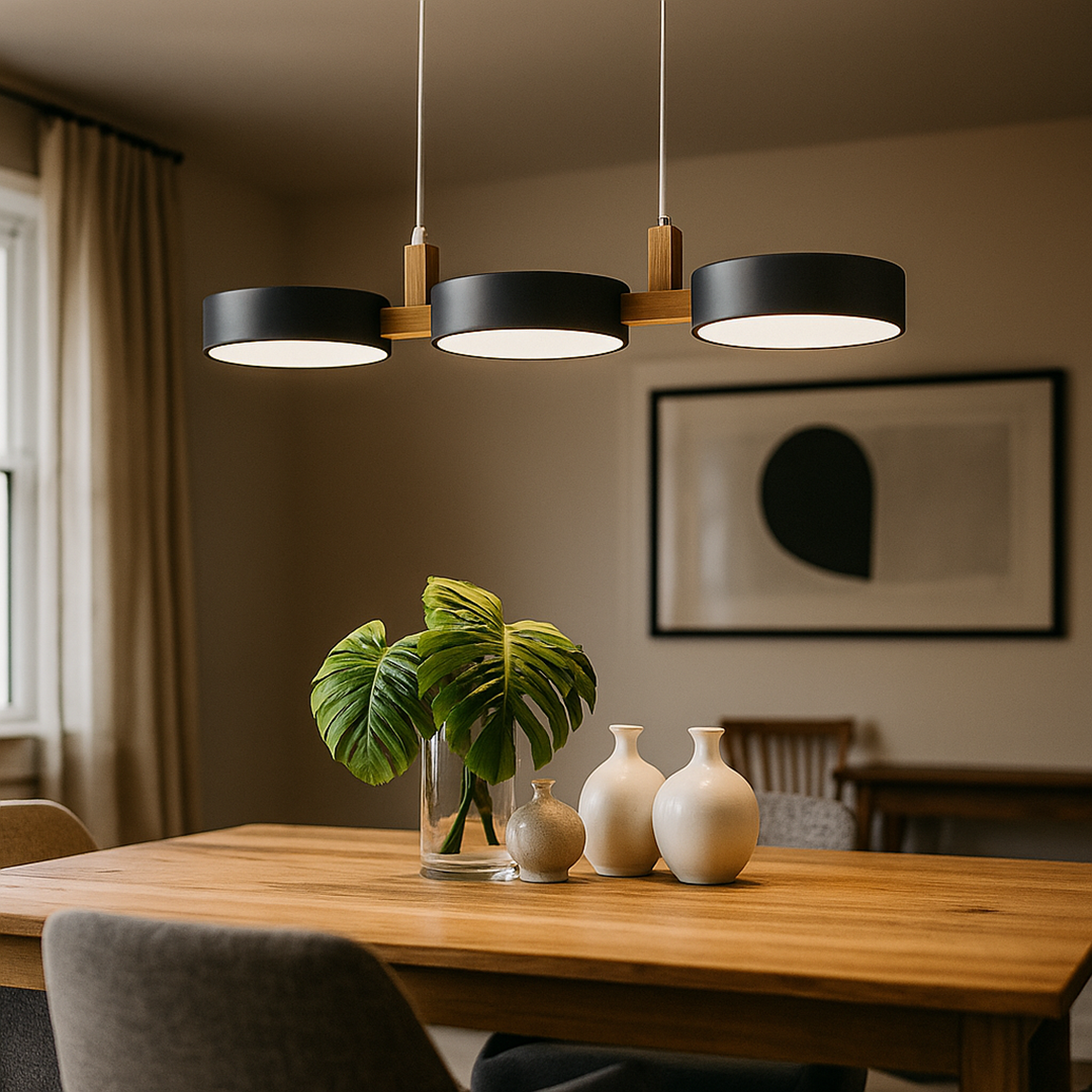 Skandynawska Lampa Wisząca z Metalowymi Cylindrami i Kilkoma Punktami Światła