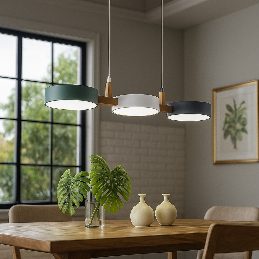 Skandynawska Lampa Wisząca z Metalowymi Cylindrami i Kilkoma Punktami Światła