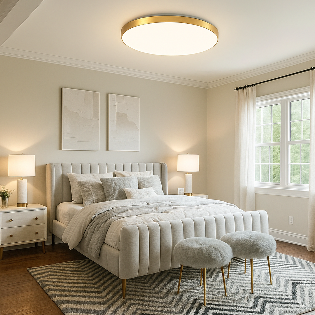 Okrągła Lampa Sufitowa LED o Prostej Formie