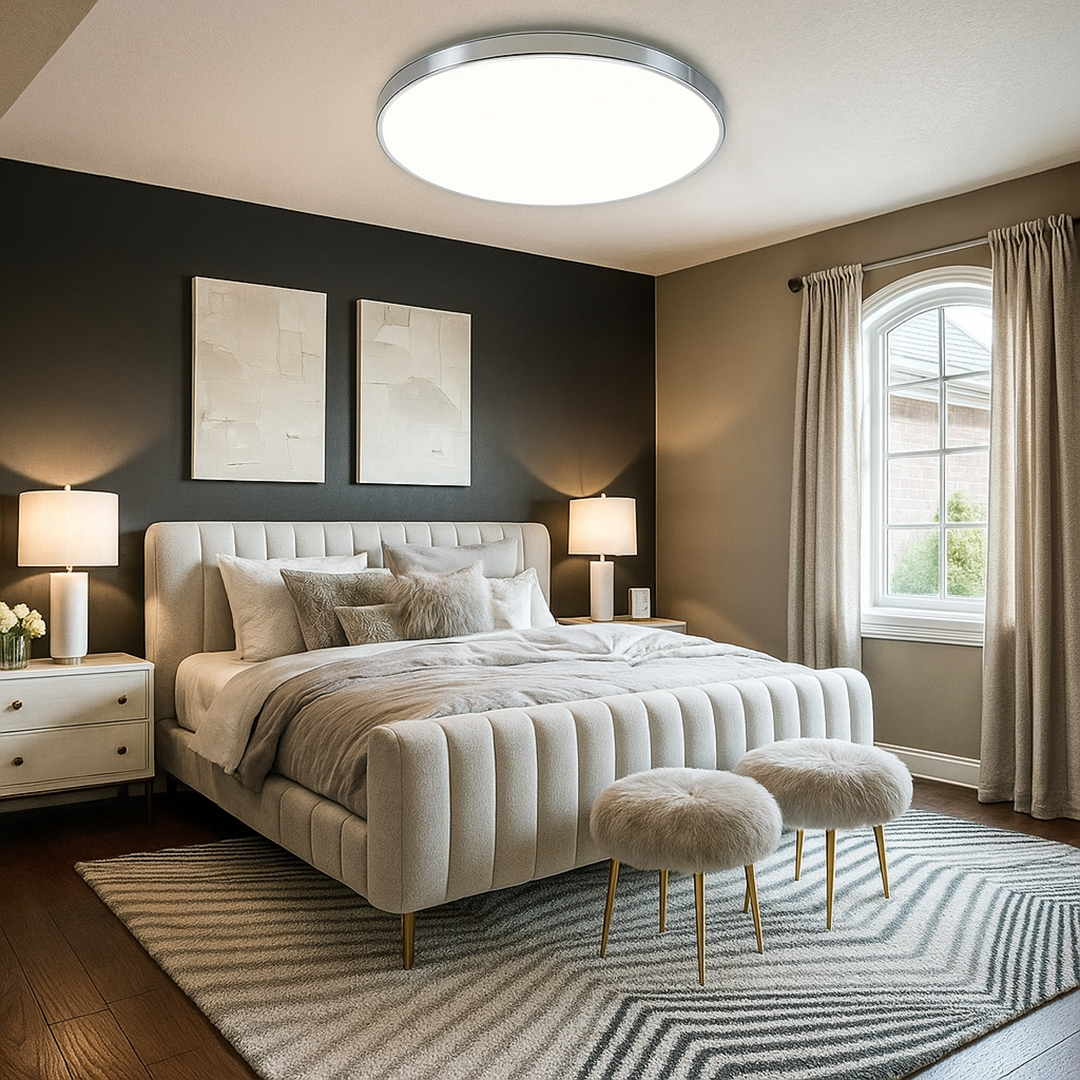 Okrągła Lampa Sufitowa LED o Prostej Formie