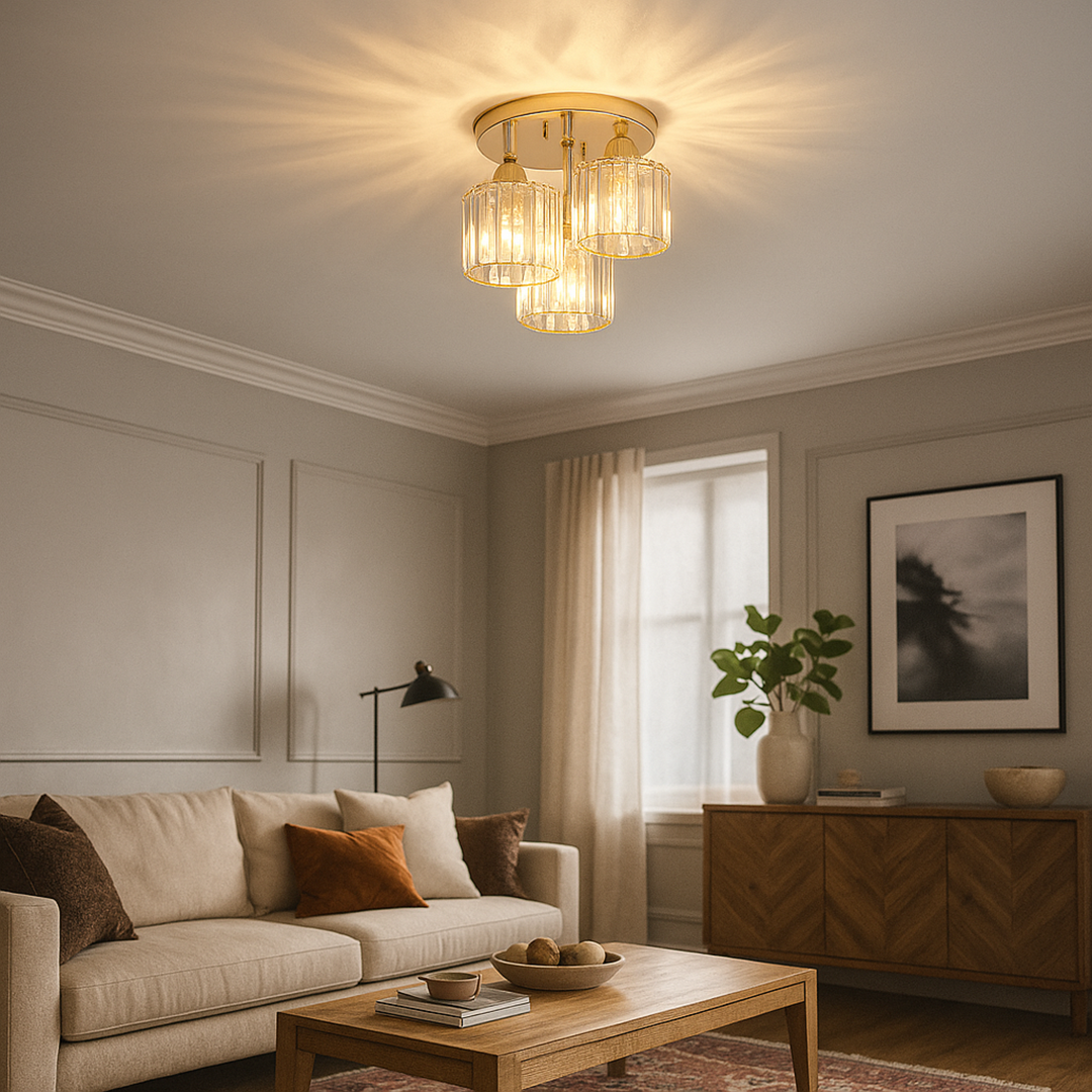 Lampa Sufitowa Kryształowa Półnatynkowa do Sypialni