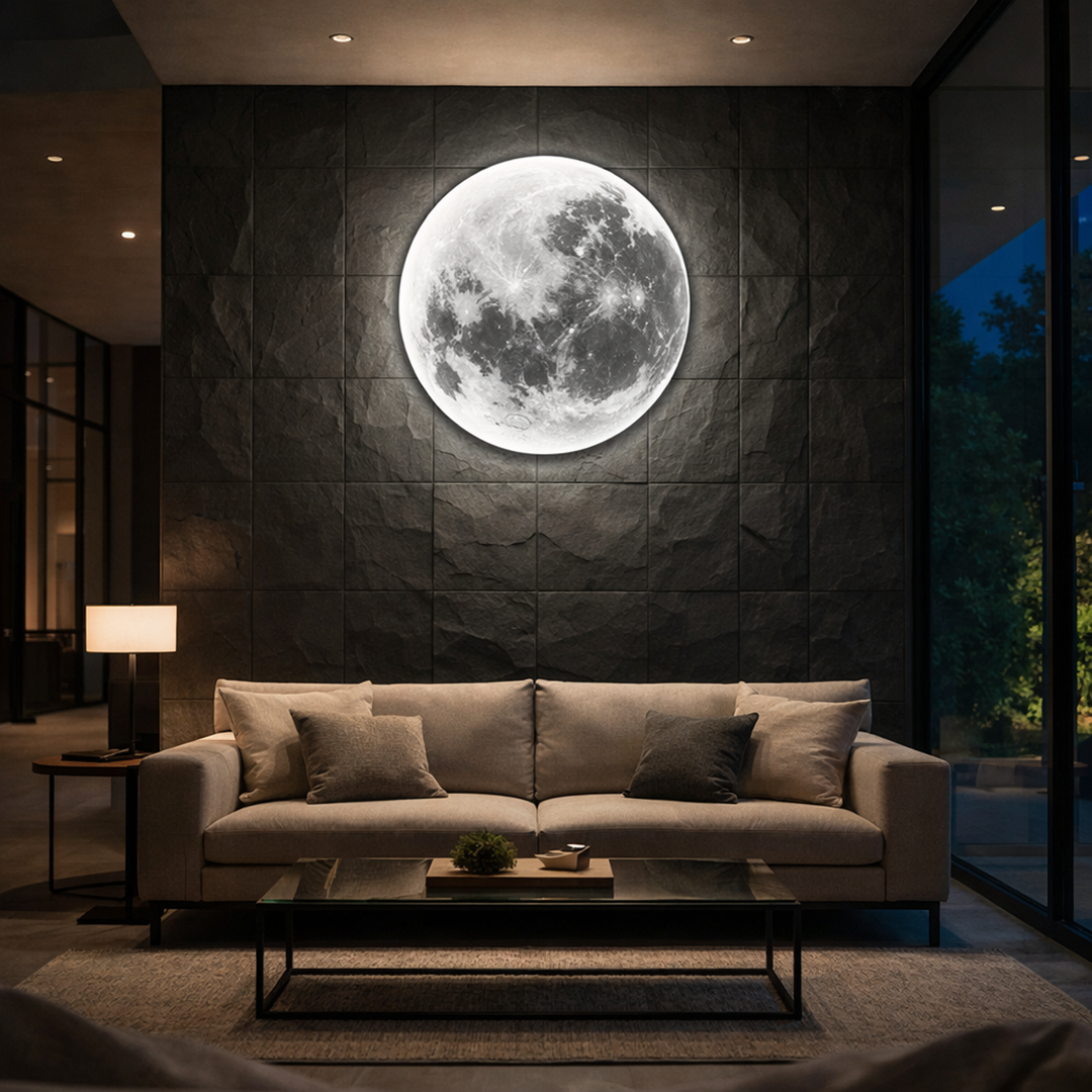 Nowoczesny Kinkiet Księżycowy – Realistyczna Lampa Ścienna Pełnia Księżyca