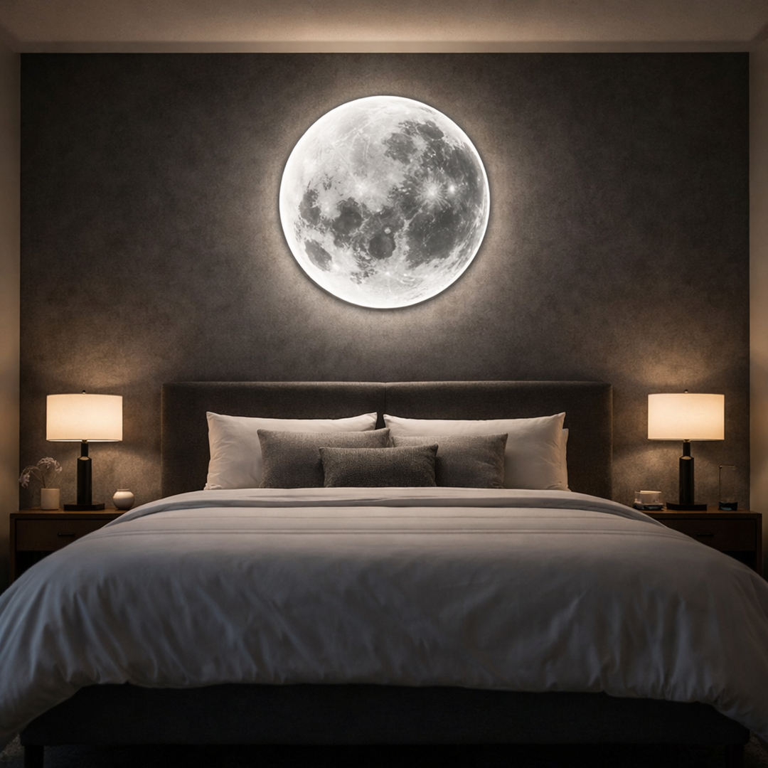 Nowoczesny Kinkiet Księżycowy – Realistyczna Lampa Ścienna Pełnia Księżyca