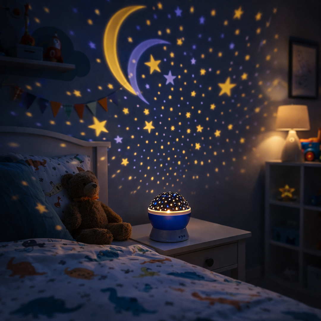 Lampka Nocna Projektor Gwiazd LED – Nastrojowe Oświetlenie do Sypialni