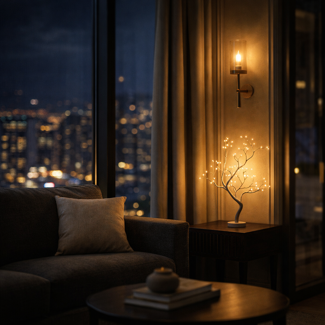 LED Lampa Stołowa w Stylu Drzewa – Dekoracyjne Oświetlenie z Regulowanymi Gałęziami