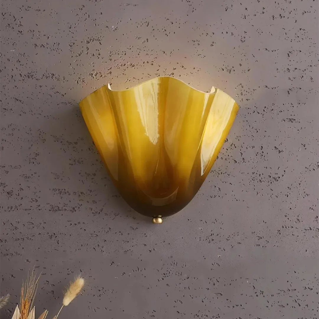 Vintage Szklana Lampa Ścienna Muszla