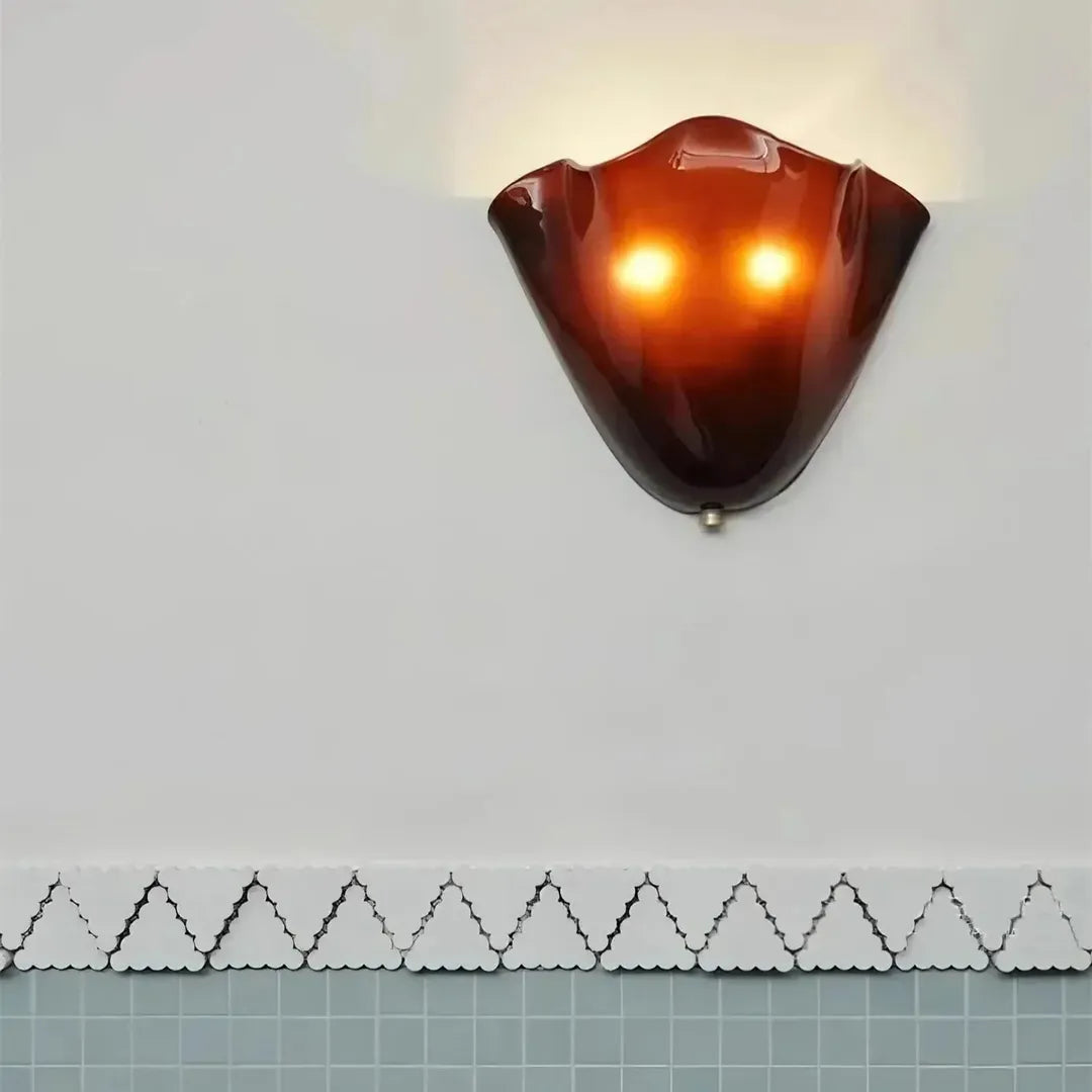 Vintage Szklana Lampa Ścienna Muszla