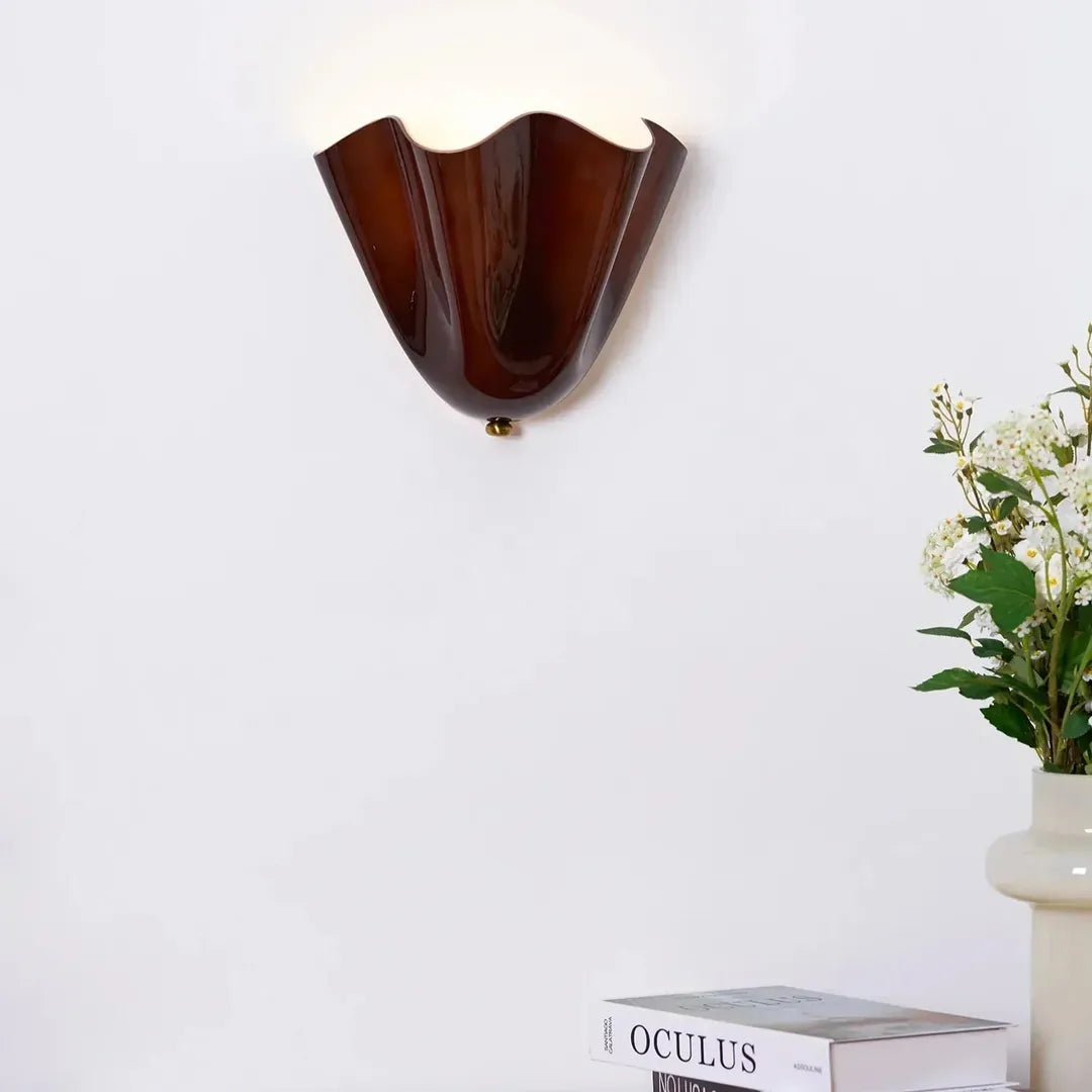 Vintage Szklana Lampa Ścienna Muszla