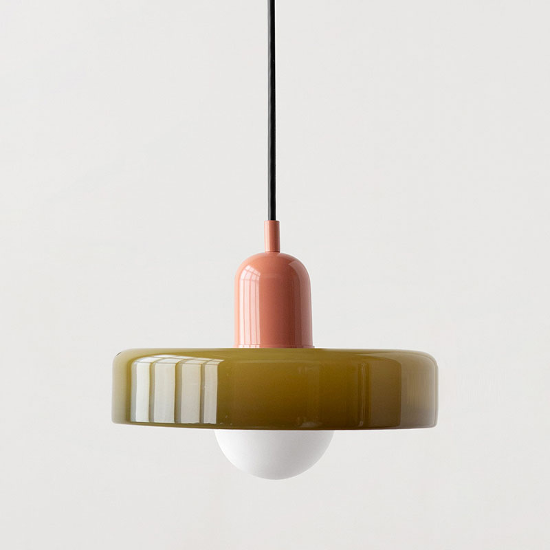 Skandynawska Okrągła Szklana Lampa Wisząca