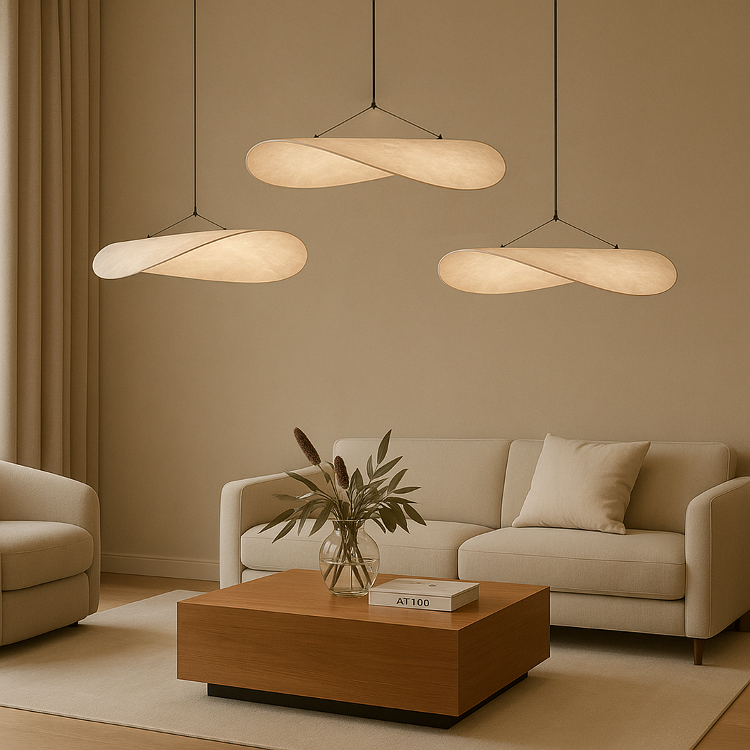 Japandi Jedwabna Rzeźbiarska Lampa Wisząca
