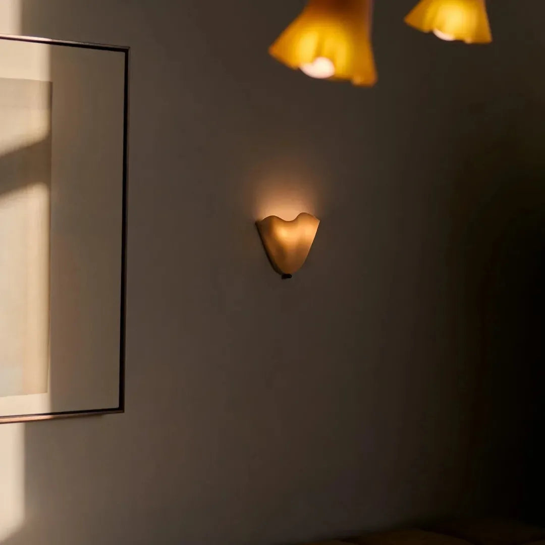Vintage Szklana Lampa Ścienna Muszla