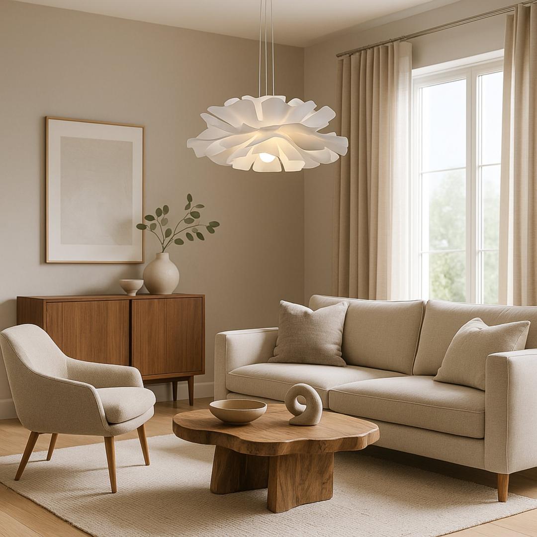 Lampa Wisząca Japandi Inspirowana Kwiatem Z Warstwowym Kloszem