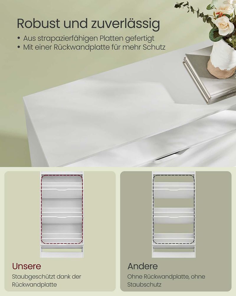 Szafka na Buty Mieści 14–18 Par, Wąska i Wysoka, 60 cm Szerokości, Płyta Wiórowa, Regulowane Przegrody, Minimalistyczny Design