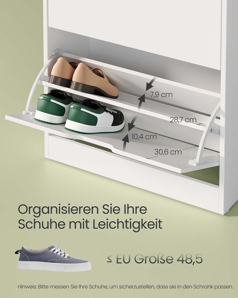 Szafka na Buty Mieści 14–18 Par, Wąska i Wysoka, 60 cm Szerokości, Płyta Wiórowa, Regulowane Przegrody, Minimalistyczny Design