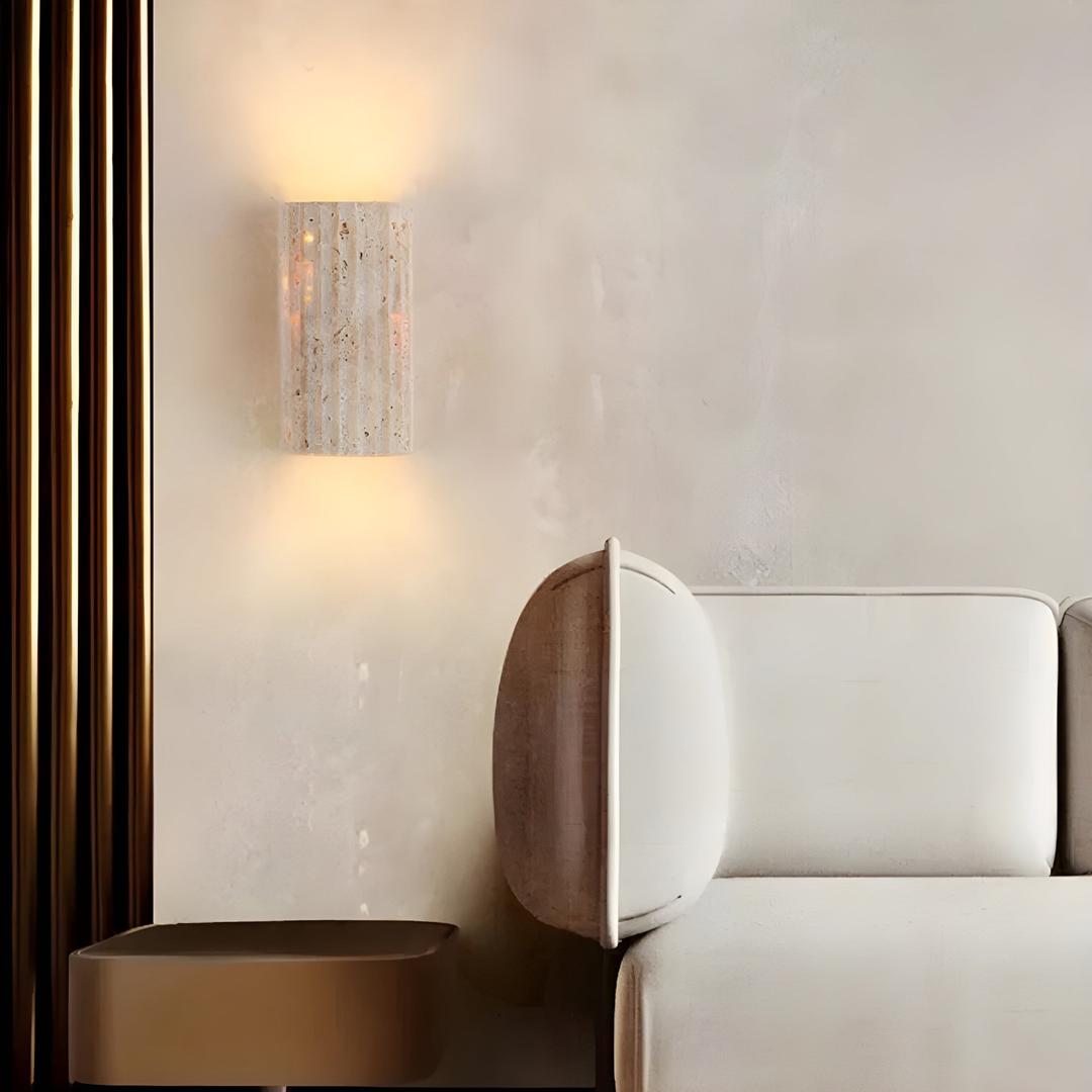 Ścienna Lampa LED Góra-Dół Z Naturalnego Kamienia Z Ciepłą Poświatą