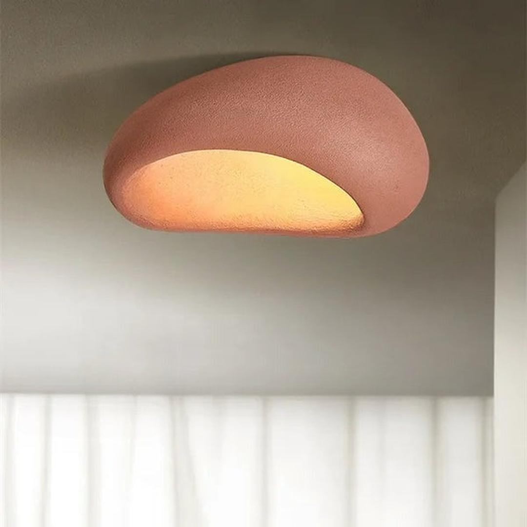 Metalowa Lampa Sufitowa W Stylu Wabi-Sabi Z Efektem Kamienia