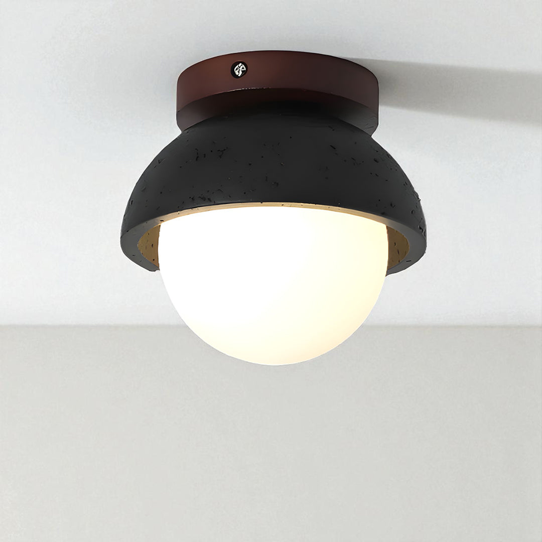 Nowoczesna Lampa Sufitowa Z Wykończeniem Z Naturalnego Kamienia I Drewnem
