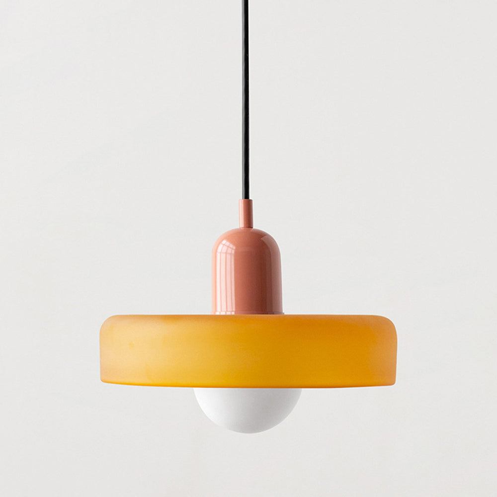 Skandynawska Okrągła Szklana Lampa Wisząca