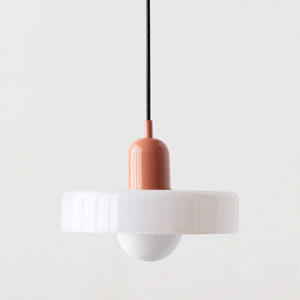 Skandynawska Okrągła Szklana Lampa Wisząca