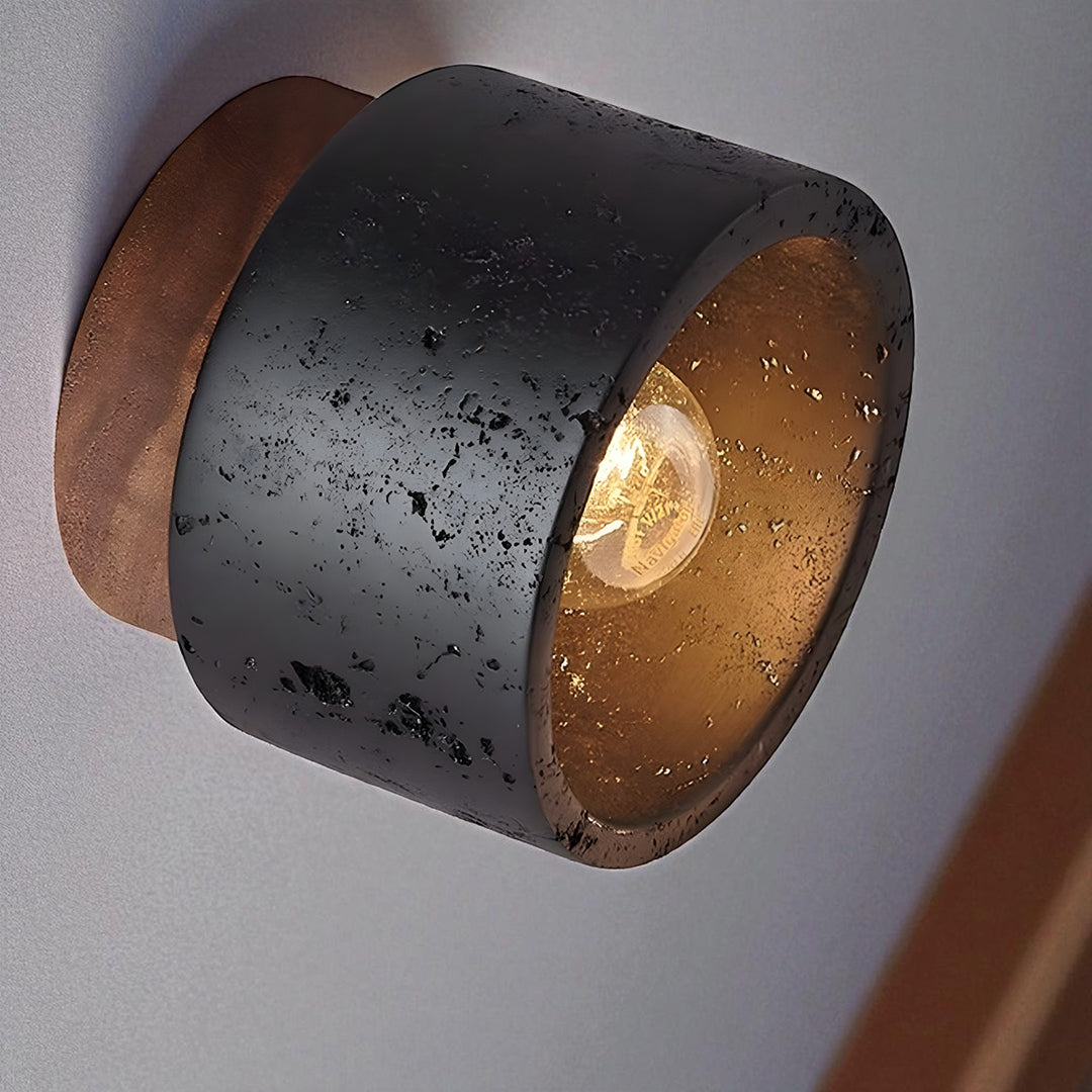 Nowoczesna Lampa Sufitowa Z Wykończeniem Z Naturalnego Kamienia I Drewnem