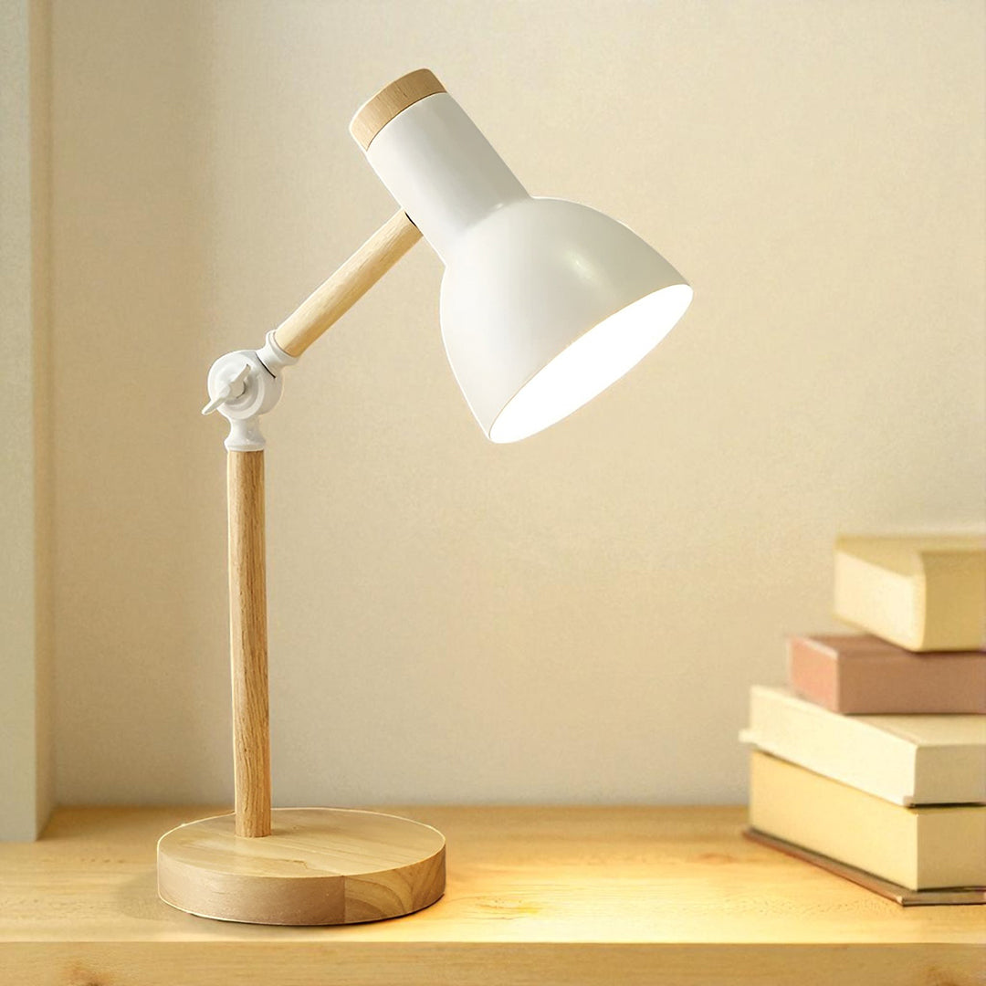 Nordycka Drewniana Regulowana Lampa Stołowa LED