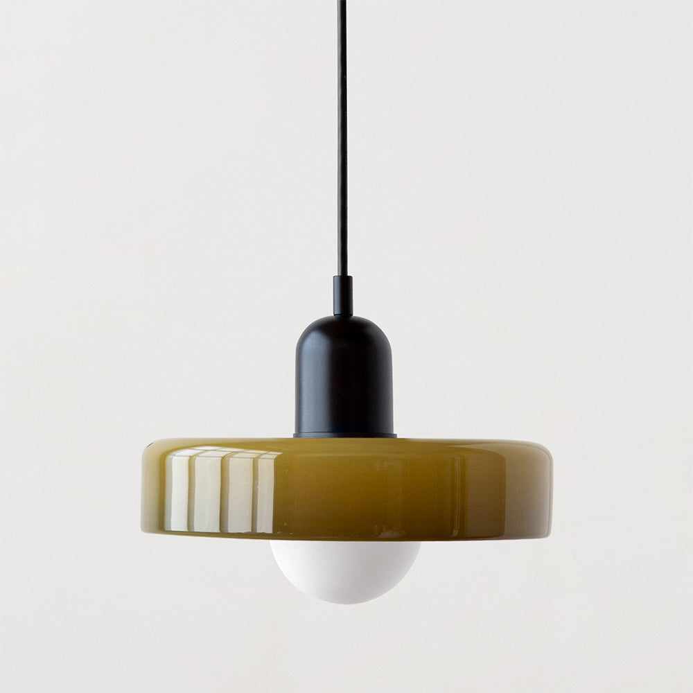 Skandynawska Okrągła Szklana Lampa Wisząca