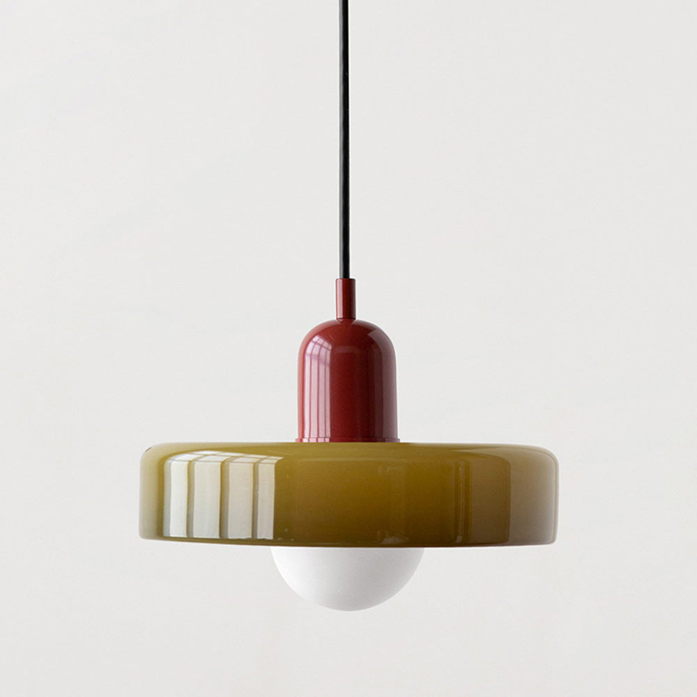 Skandynawska Okrągła Szklana Lampa Wisząca