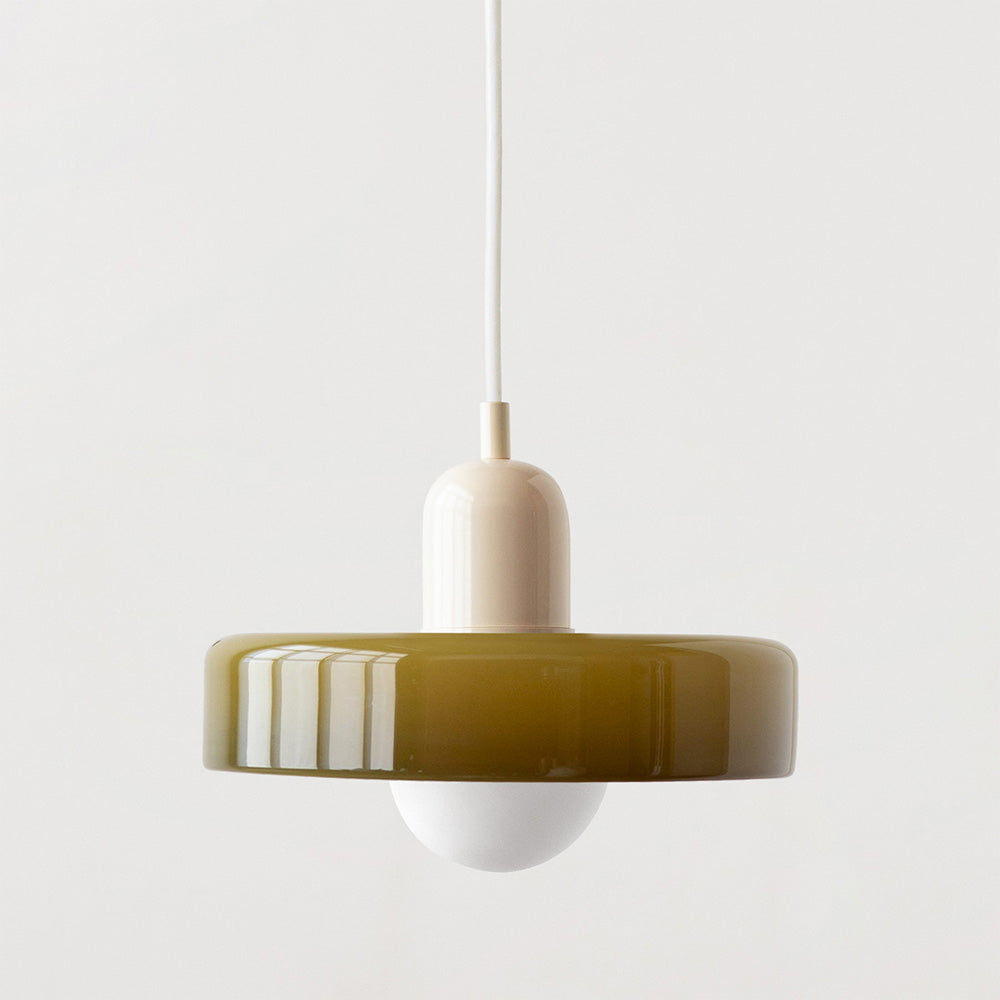 Skandynawska Okrągła Szklana Lampa Wisząca