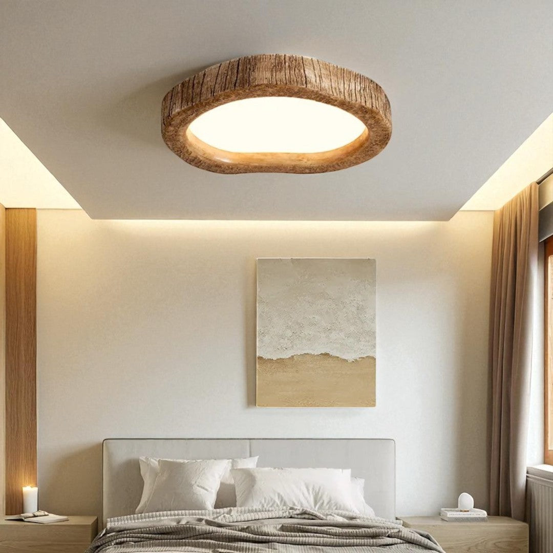 Japońska Drewniano-Żywiczna Lampa Sufitowa