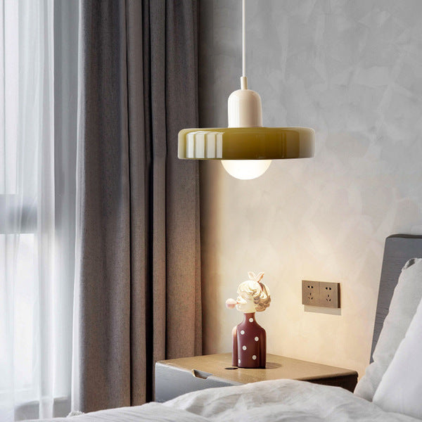Skandynawska Okrągła Szklana Lampa Wisząca