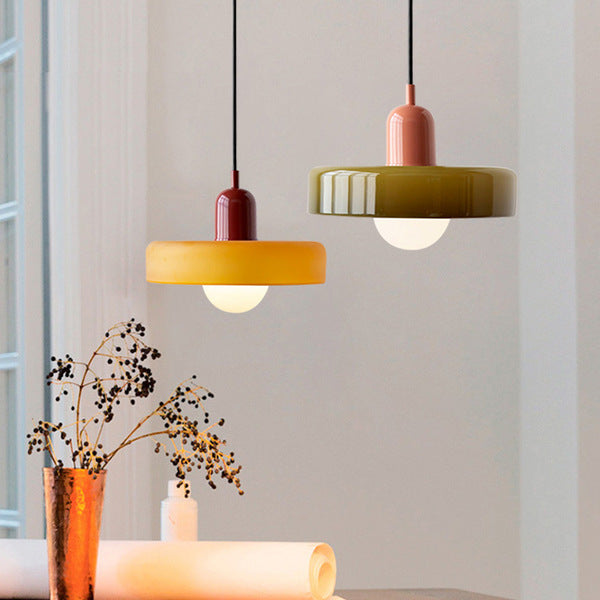 Skandynawska Okrągła Szklana Lampa Wisząca
