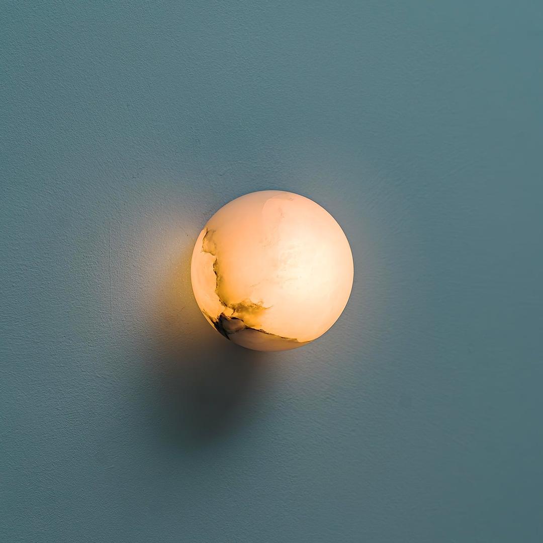 Japandi Marmurowa Lampa Ścienna LED W Kształcie Kuli