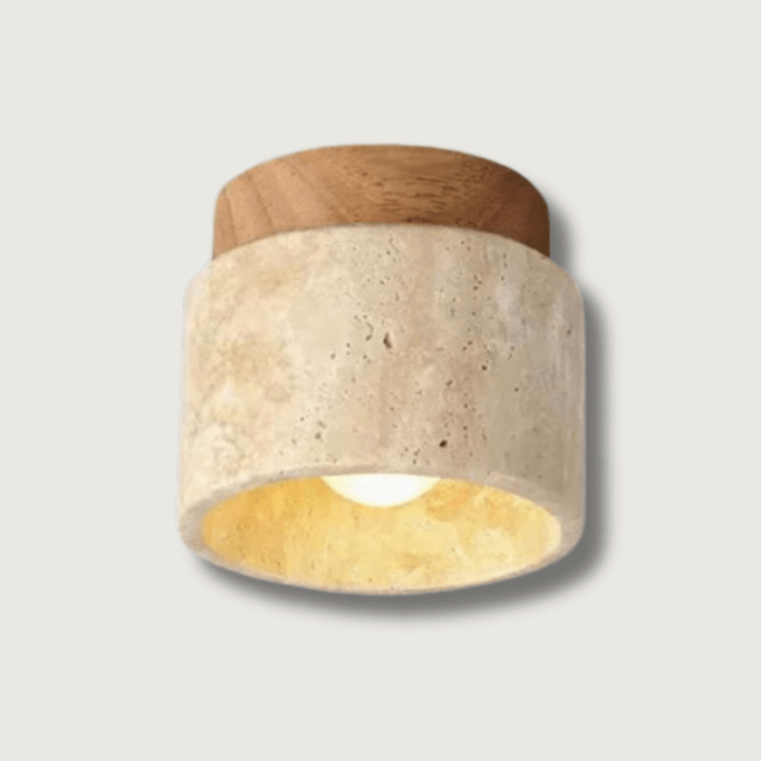 Kompaktowa Sufitowa Lampa LED Z Trawertynu