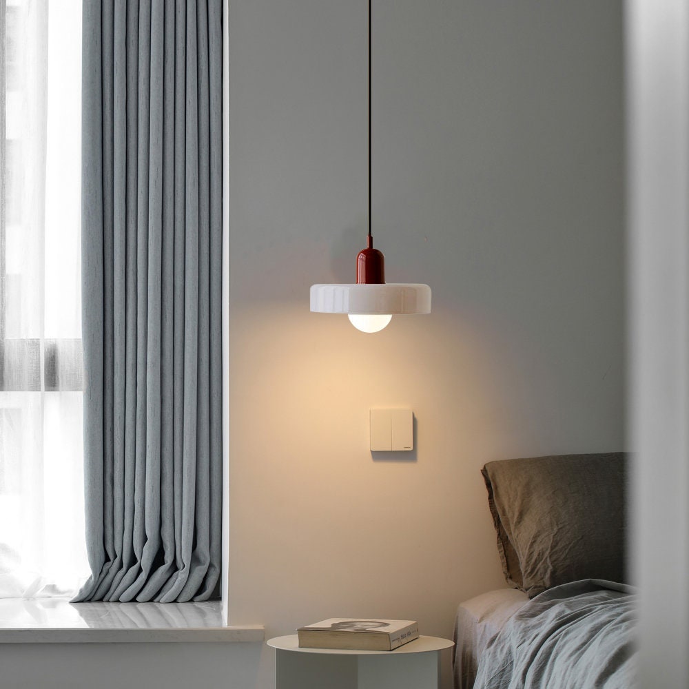 Skandynawska Okrągła Szklana Lampa Wisząca