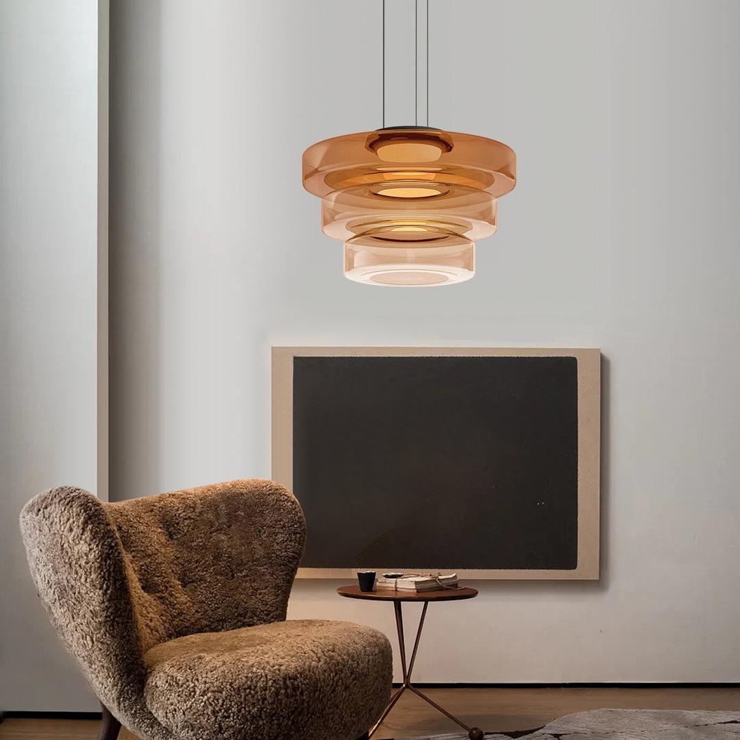Bursztynowa Szklana Lampa Wisząca Bauhaus