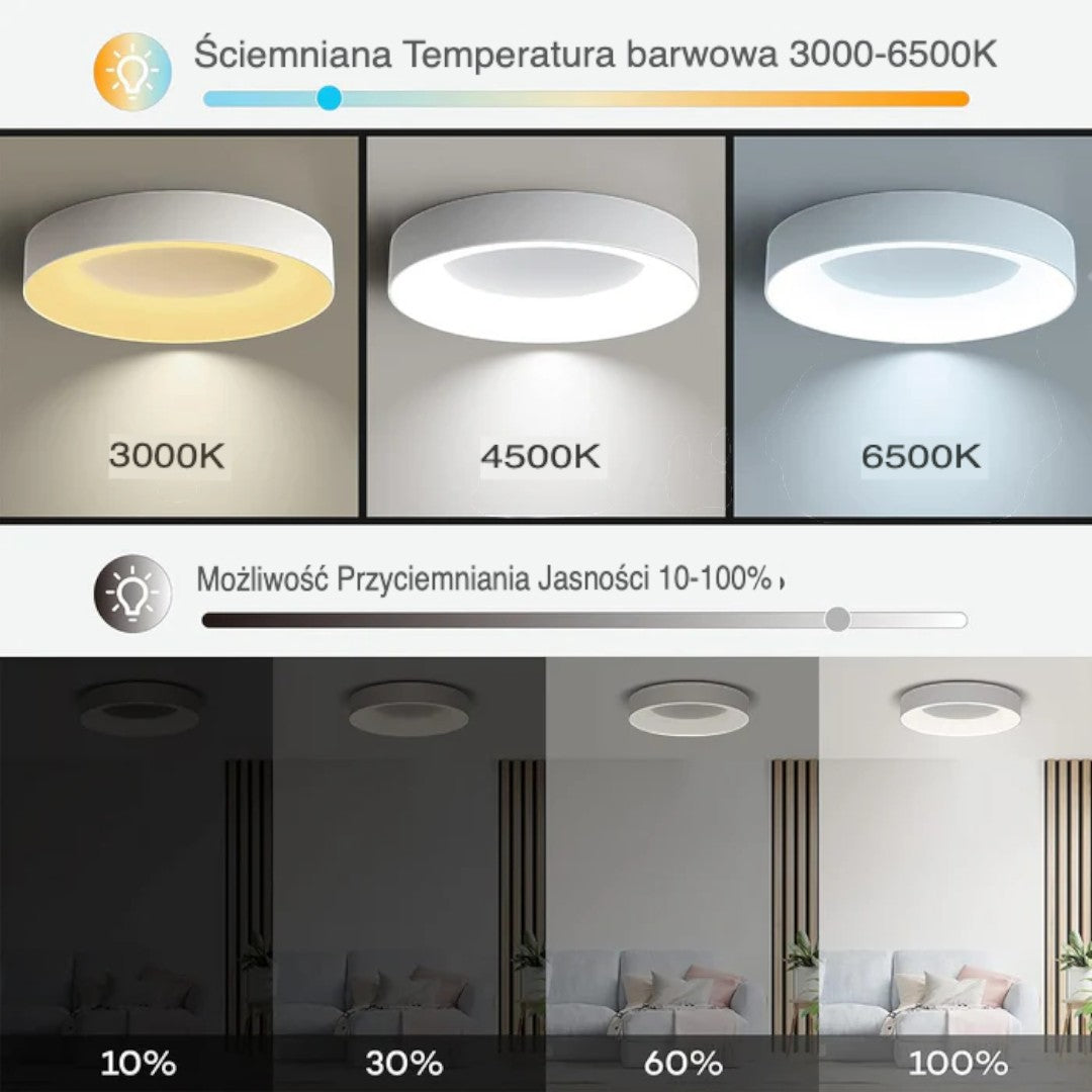 Minimalistyczna Sufitowa Lampa LED Z Kolorowym Wykończeniem