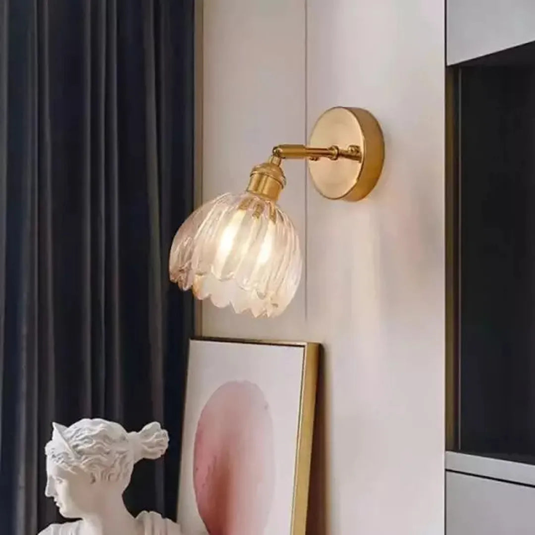 Retro Szklana Lampa Ścienna Tulipan