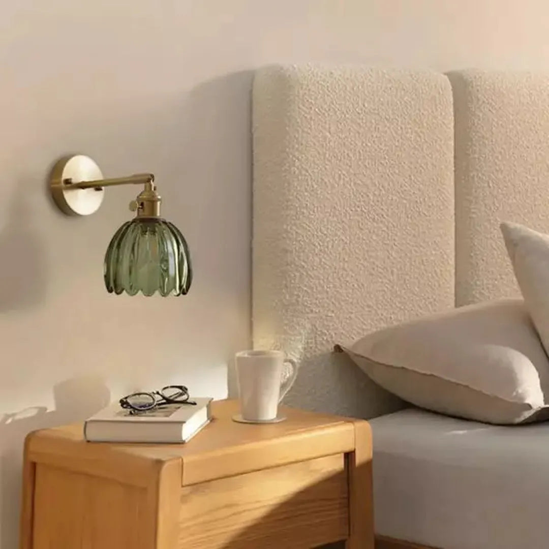 Retro Szklana Lampa Ścienna Tulipan