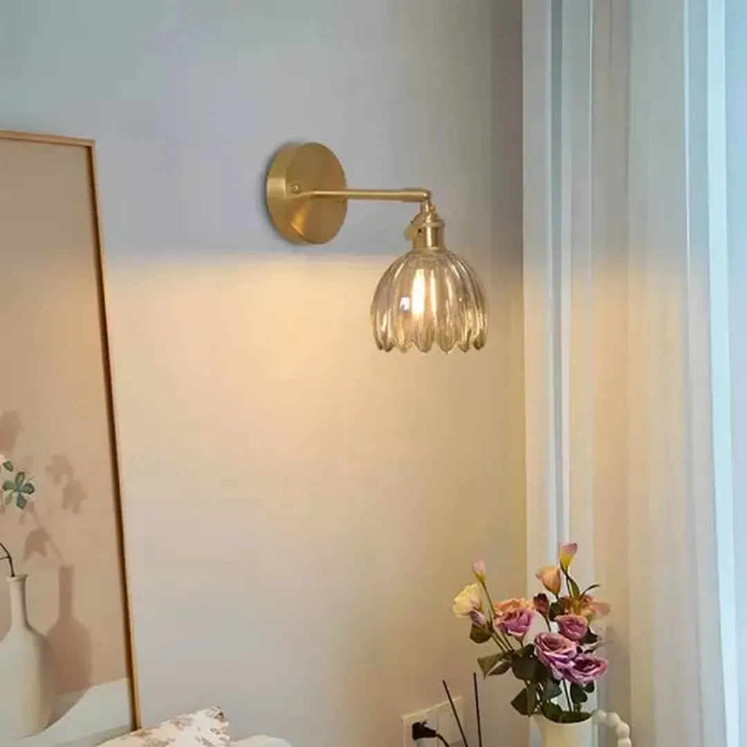 Retro Szklana Lampa Ścienna Tulipan